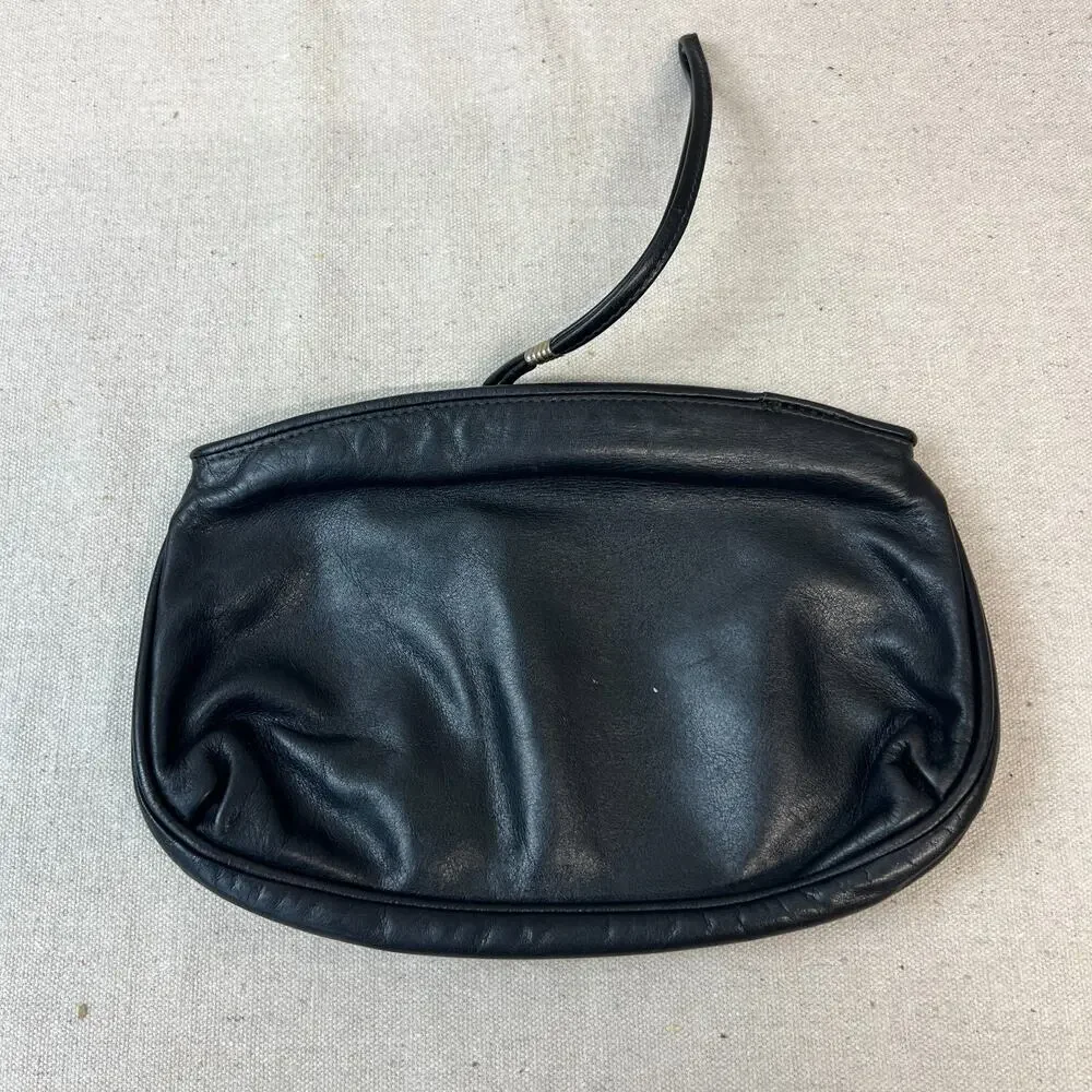 Phillippe Vintage Soft Black Leather Clutch Bag 1970's